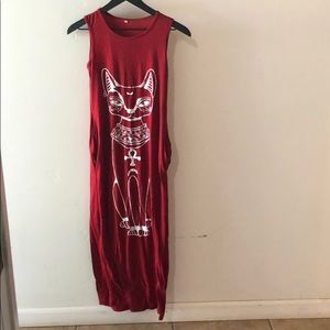 Red Cat Goddess Bodycon Dress